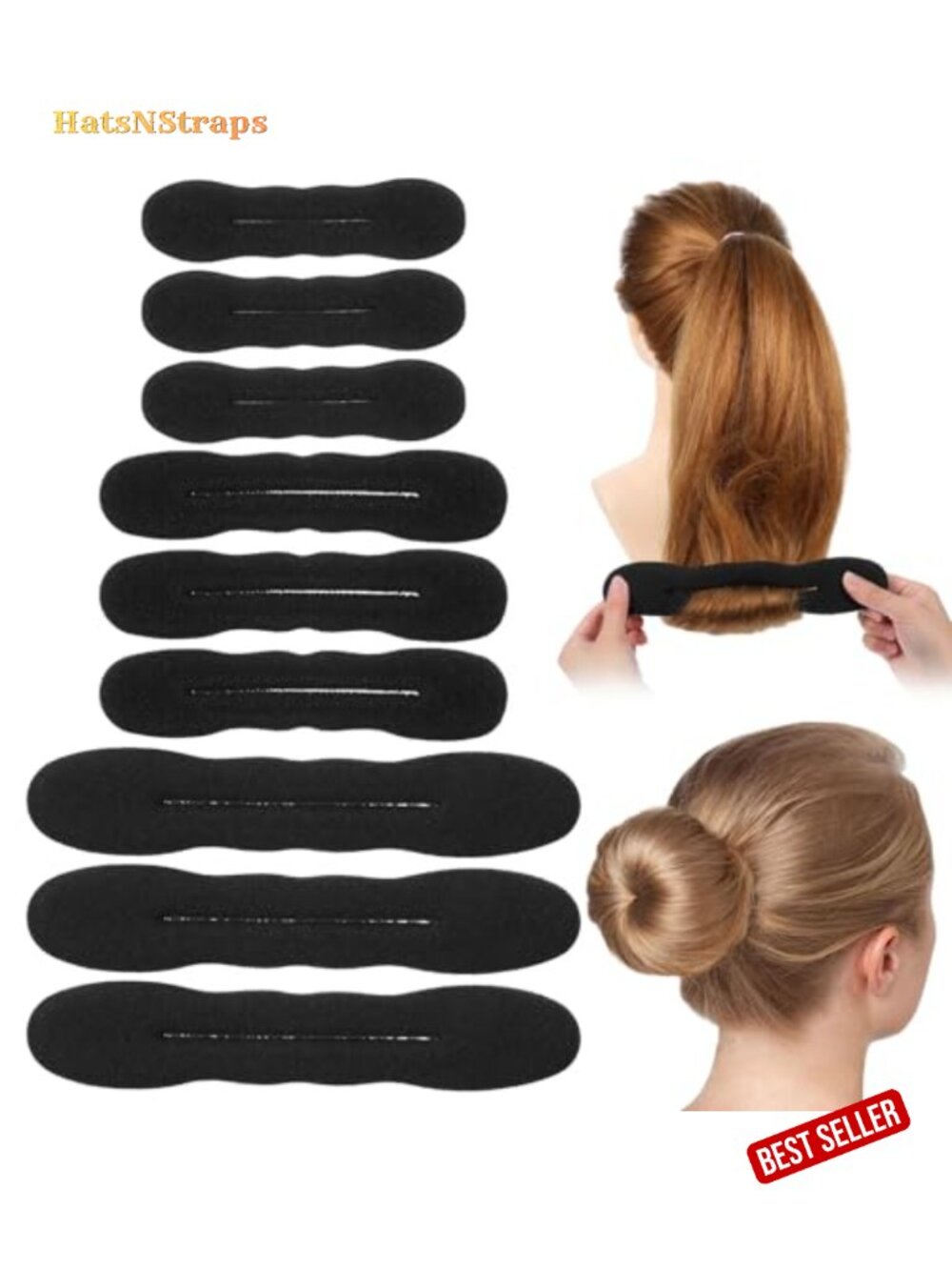 Hair Bun Maker Sponge Set of 9 - Easy Updo Hair Styling Accessories for Women